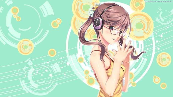 glasses, anime, anime girls, headphones