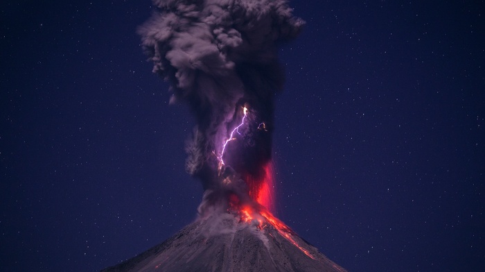 eruptions, Hernando Rivera Cervantes, lightning, photographers, ash, volcano, photography, night, stars, nature
