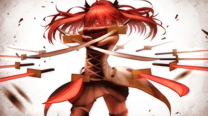 sword, redhead, Pixiv Fantasia