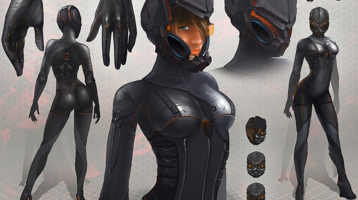 armor, futuristic, high heels, science fiction