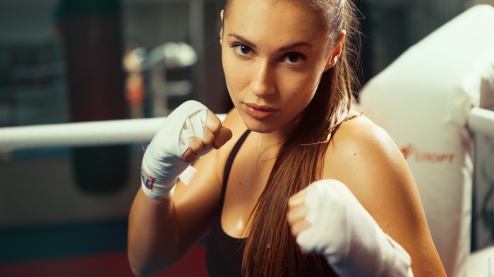 boxing, brunette