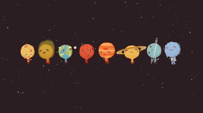 space, Mercury, minimalism, Sun, Earth, Venus, moon, Mars, Pluto, Solar System
