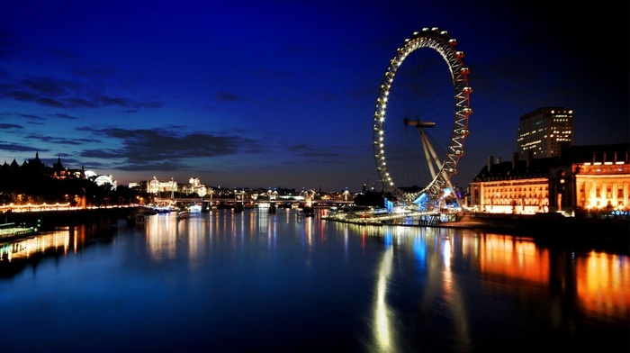 london eye, River Thames, cityscape, UK, river, reflection