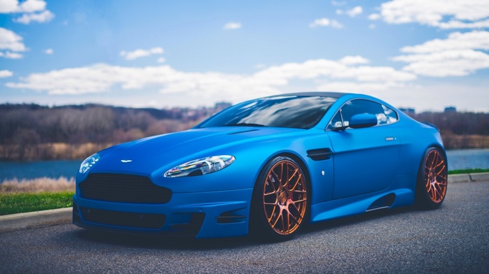 blue cars, Aston Martin, car