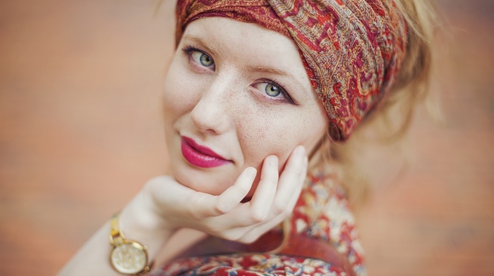 girl, redhead, face