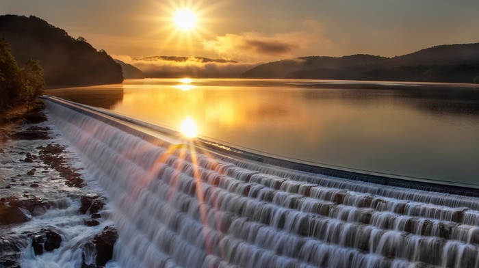 landscape, nature, waterfall