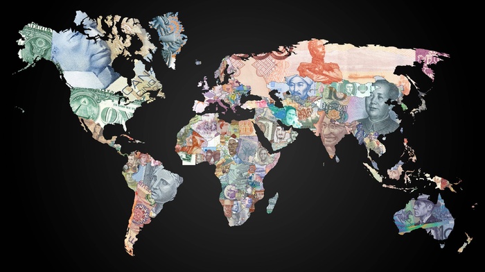 dollars, money, map, world, euros