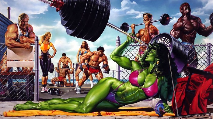 swimwear, 1980s, She, Hulk, muscles, bodybuilding