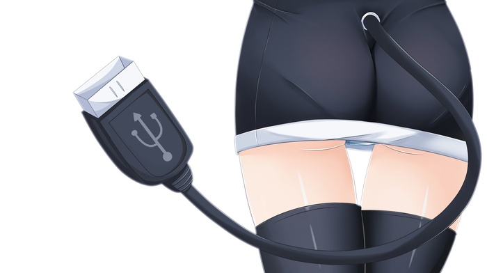knee, highs, anime, USB, anime girls, panties, simple background