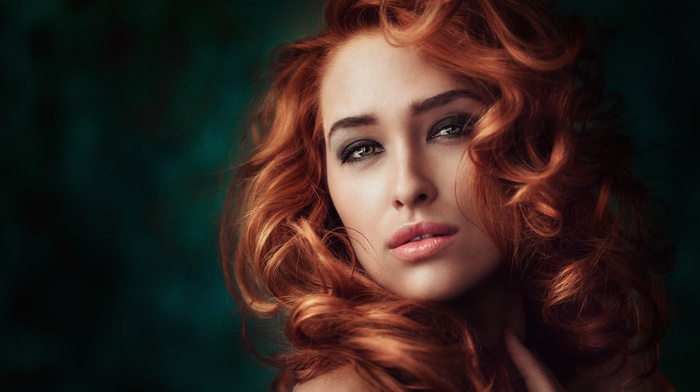 model, curly hair, girl, Georgiy Chernyadyev, portrait, green eyes, redhead
