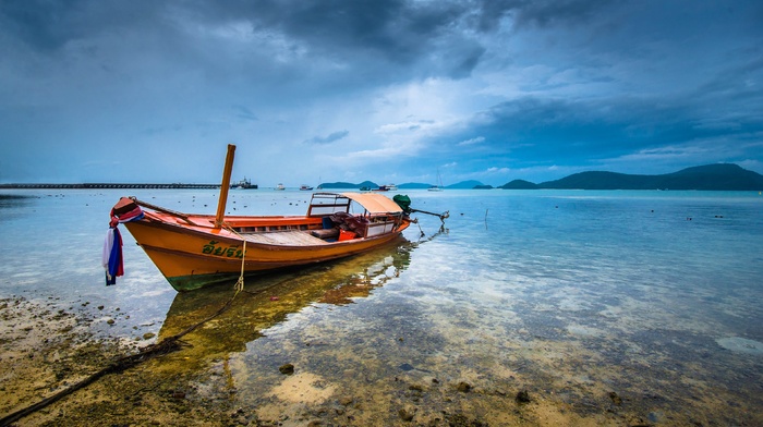 Thailand, landscape, sea, boat