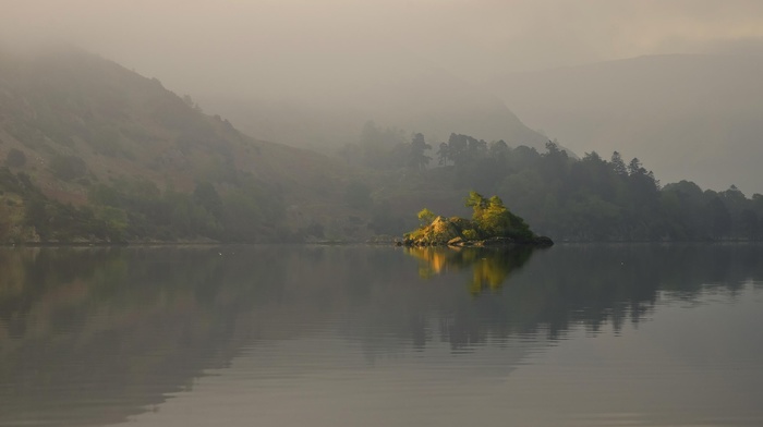 nature, mist, landscape, lake