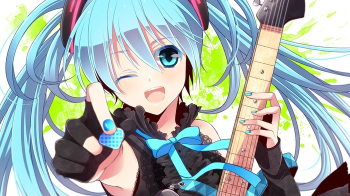 guitar, anime girls, Hatsune Miku, anime, Vocaloid