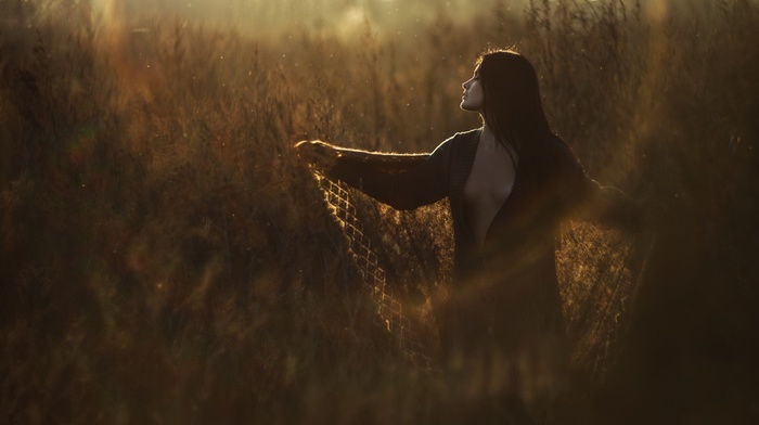 girl, field, girl outdoors