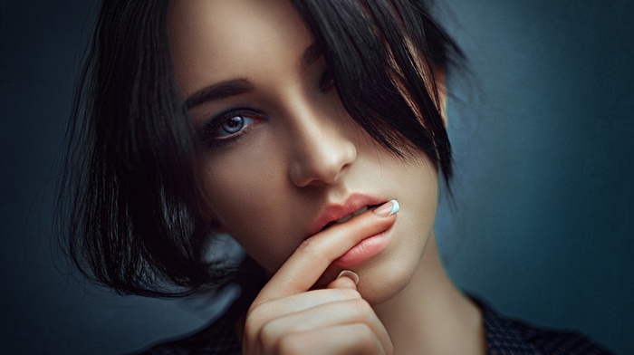 portrait, girl, Georgiy Chernyadyev, model, blue eyes, brunette, face