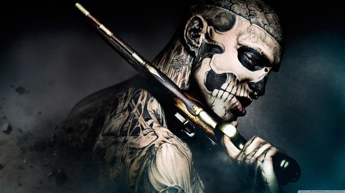 Private, Rico the Zombie, gun, tattoo