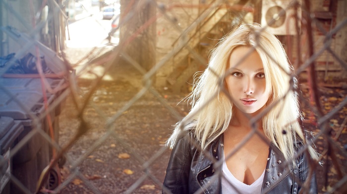 leather jackets, blonde, girl