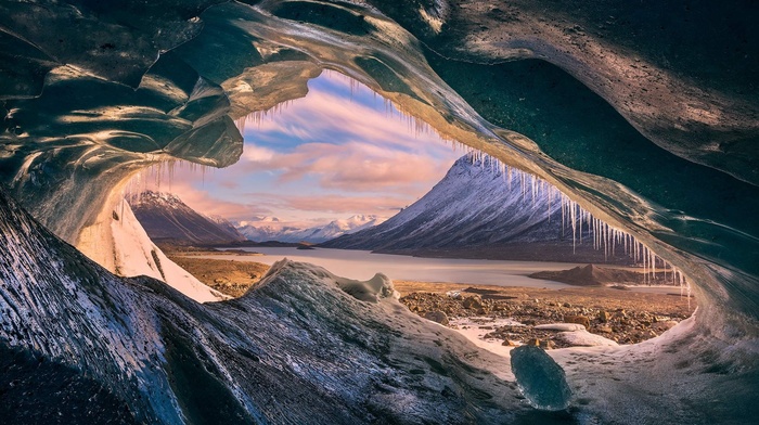 snowy peak, cold, icicle, frost, landscape, mountain, island, ice, Canada, nature, cave