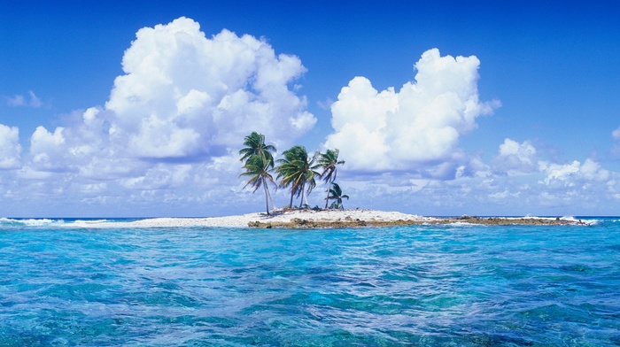 water, atolls, sea, landscape, nature, clouds, tropical, beach