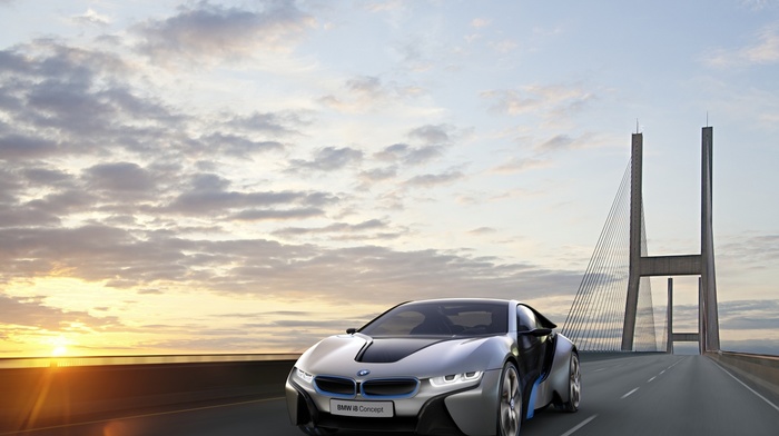 BMW, car, bridge