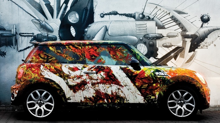 graffiti, vehicle, car