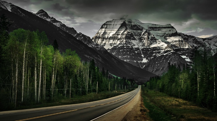 road, landscape, mountain, snow, nature