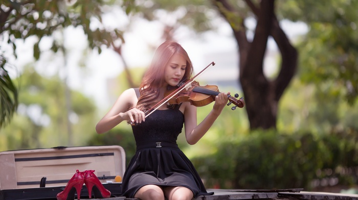 girl, Asian, violin