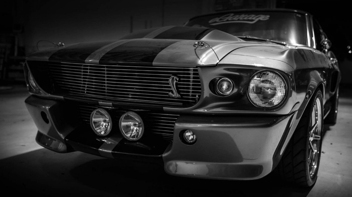 monochrome, car, Ford Mustang