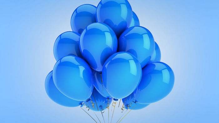 blue, balloons