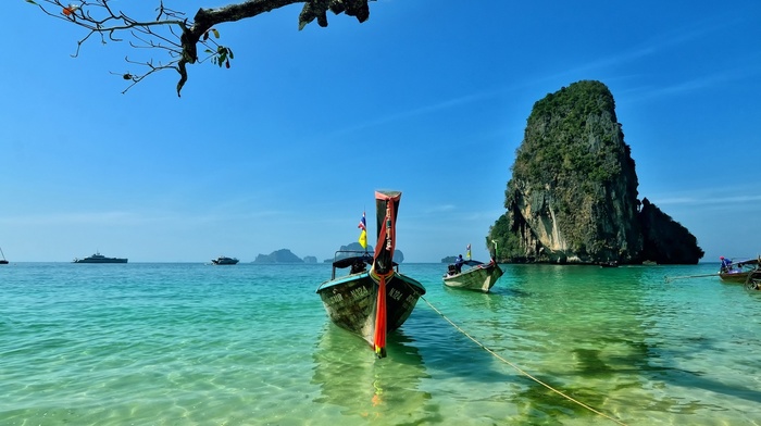 Railay Beach, sea, Thailand, boat