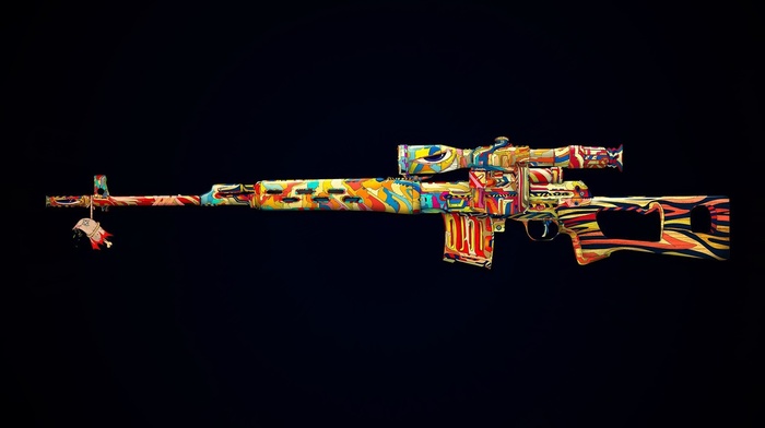 lsd, sniper rifle, gun, colorful, SVD, psychedelic