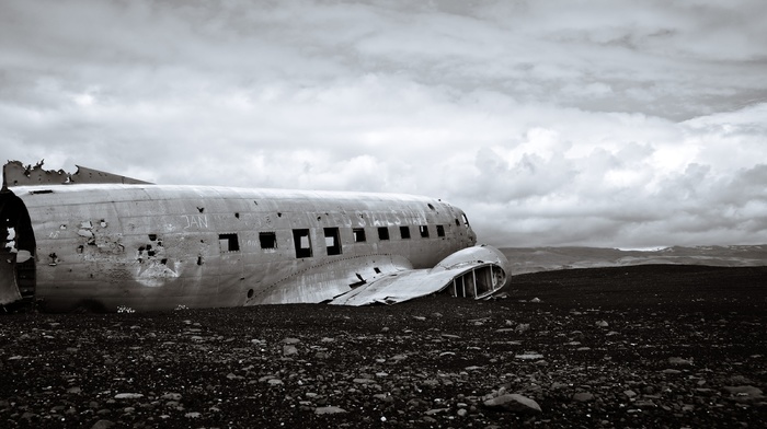 Iceland, wreck, beach, airplane