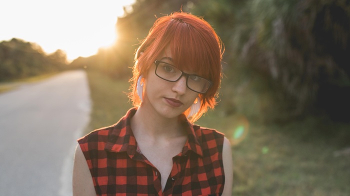 glasses, Suicide Girls, redhead, Tuxie Suicide, plaid