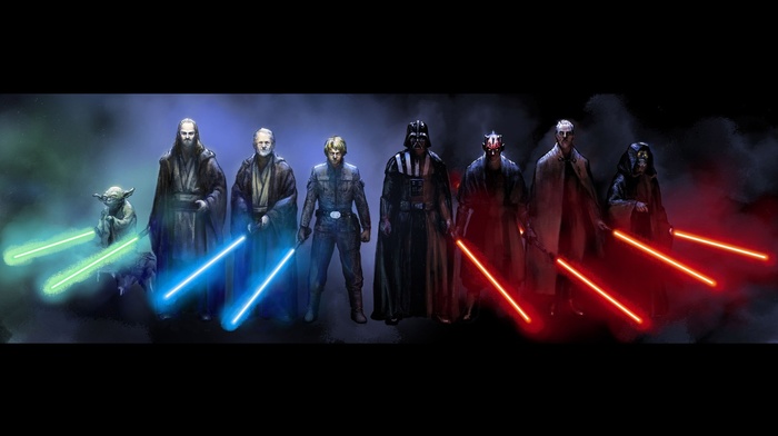 Darth Maul, Darth Sidious, yoda, Star Wars, Qui, Gon Jinn, Obi, Wan Kenobi, Count Dooku, Luke Skywalker, Darth Vader
