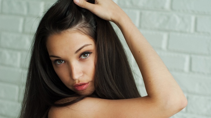 brunette, face, girl