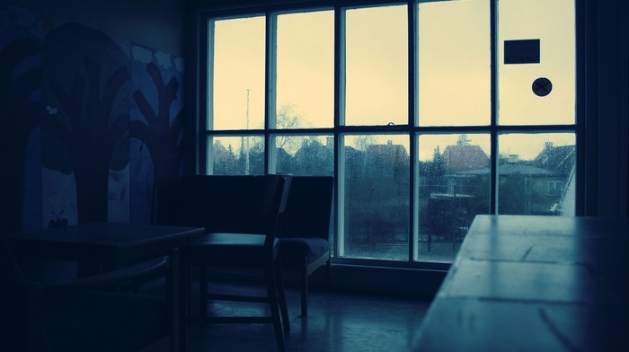 rain, window, table, chair