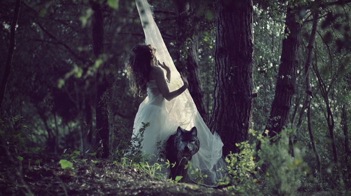 model, forest, girl