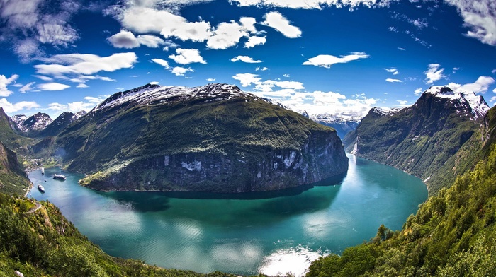 mountain, landscape, Norway, Geiranger, nature, lake