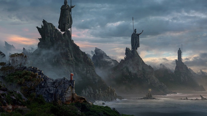 fantasy art, landscape, drawing