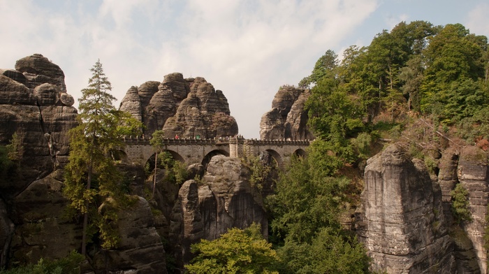 Germany, landscape, bridge, nature, rock