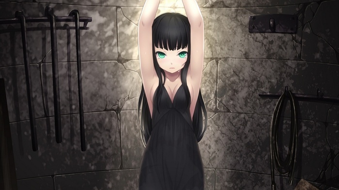 bound, anime girls, black hair