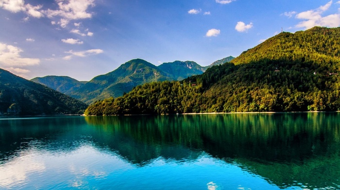 forest, summer, reflection, green, landscape, Italy, water, nature, lake, mountain