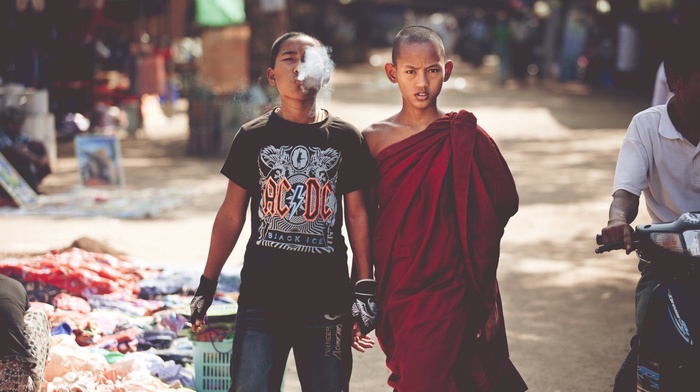 children, monks, Burma