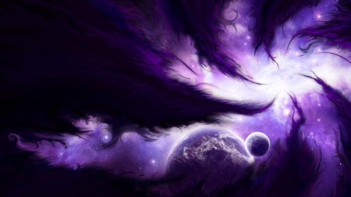 space art, purple, nebula, planet, space