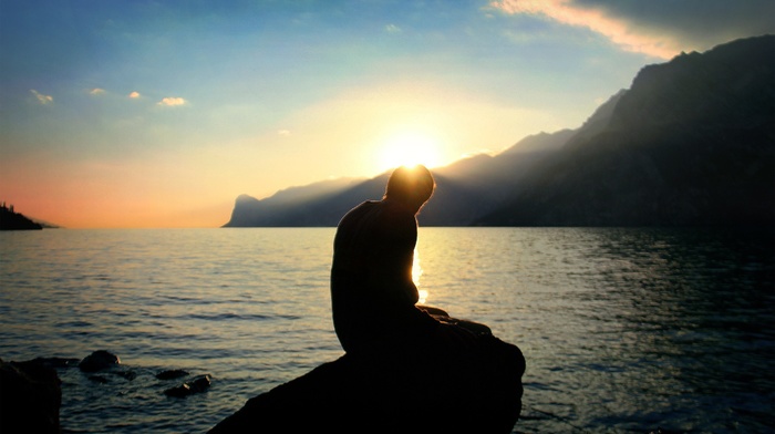 men, nature, rock, river