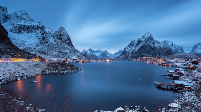 winter, nature, landscape, mountain, lake