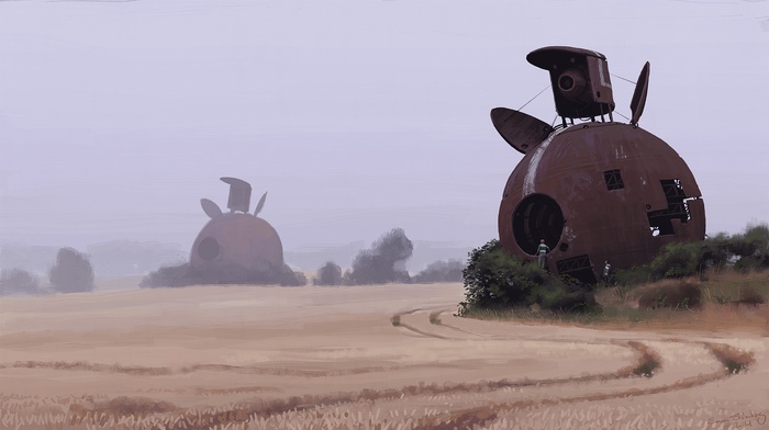 futuristic, drawing, Simon Stlenhag