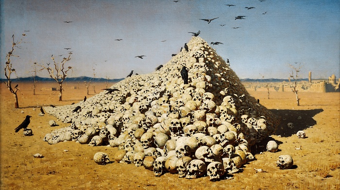 desert, Vasily Vereshchagin, painting, drawing, classic art, The Apotheosis of War, death