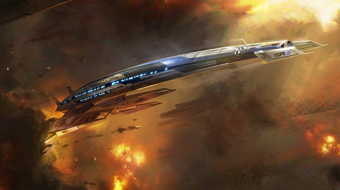 fantasy art, spaceship, upscaled, video games, Mass Effect