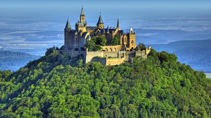 landscape, building, castle, Hohenzollern, forest